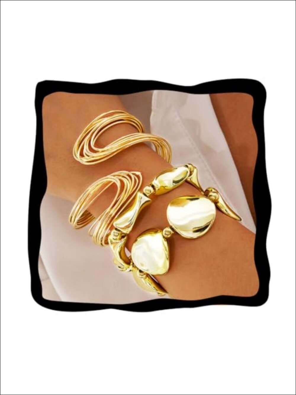 Gold Bangle Bracelets Set Stretch Stackable Cuff Bracelet Women Jewelry